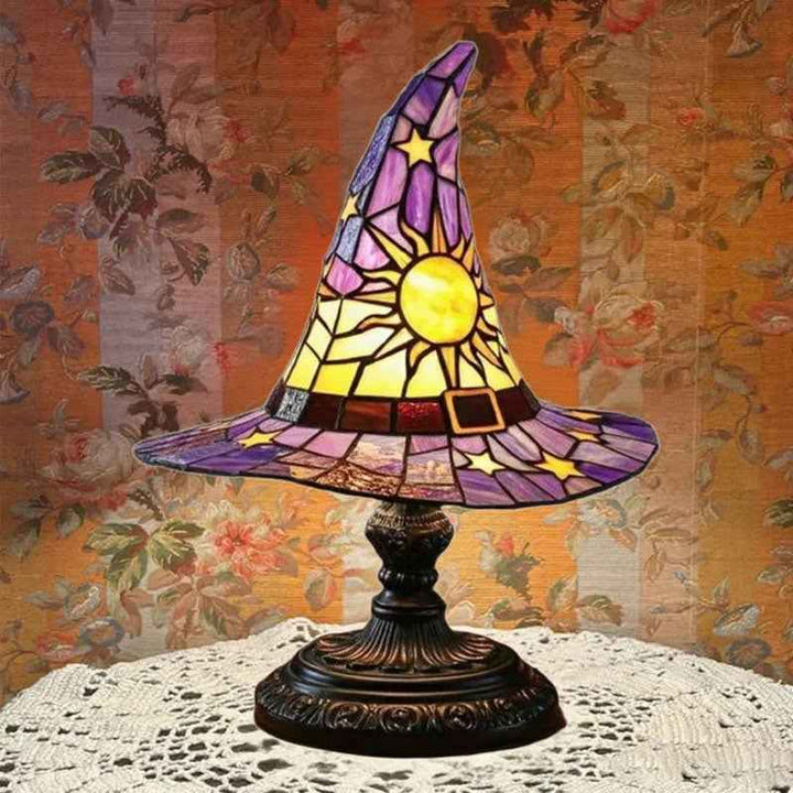 Vintage Witch Hat Stained-Glass Glow Ambient Night Light - DHACTIVE 4