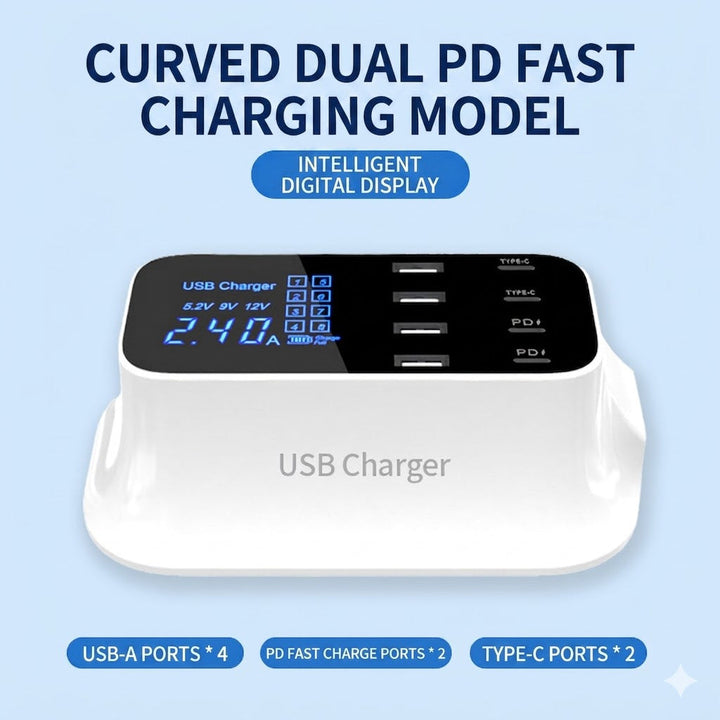 8-Port USB Charging Station – 55W-140W Fast Charger Hub - DHACTIVE 3