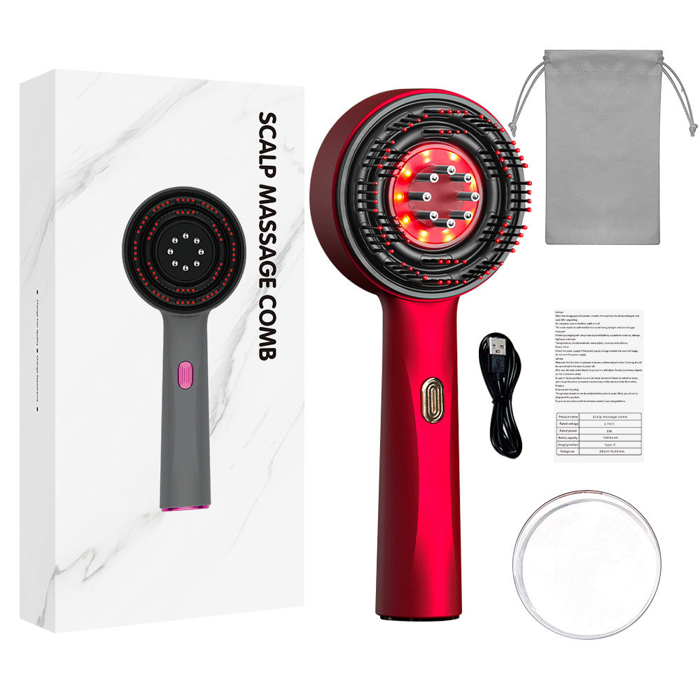 3-in-1 Red Light Scalp Massager: Electric Hair Growth Brush &amp; Oil Applicator