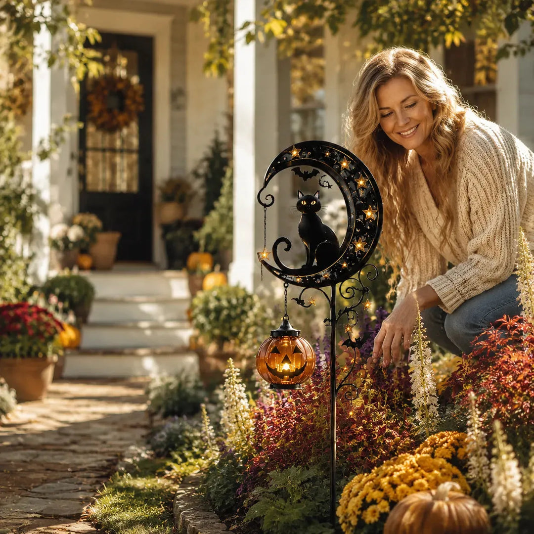 Solar Black Cat Halloween Garden Stake Light | IP65 Waterproof Outdoor Decor