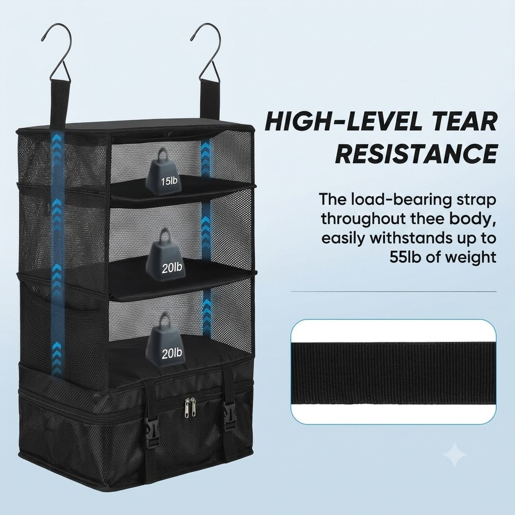 Hanging Travel Shelf – See Every Shirt Without Bending or Digging - DHACTIVE