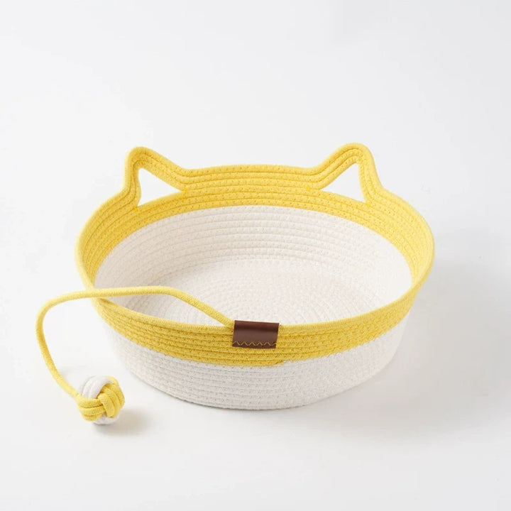 Handwoven Wicker Cat Basket – 2 Sizes, Toy &amp; Scratch‑Safe