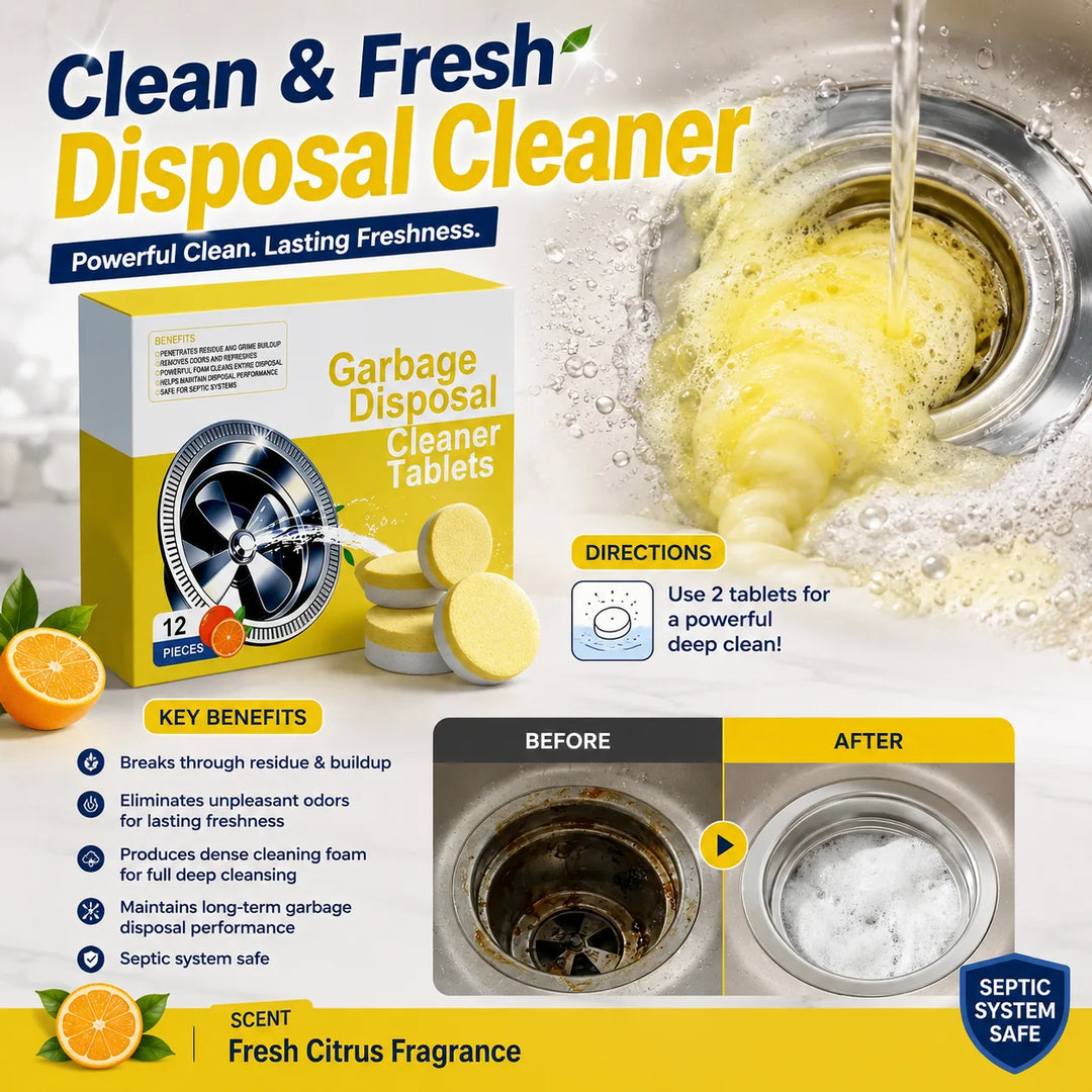 Citrus Disposal Cleaner Tablets for Kitchen Sink Drain Odor Removal - DHACTIVE