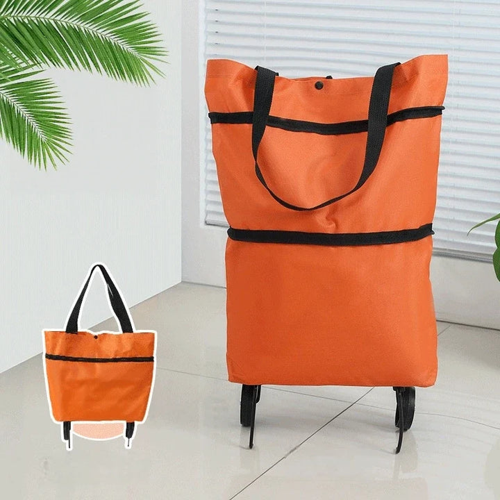 Foldable Rolling Grocery Bag Cart – Large Capacity Tote for Easy Shopping Trips