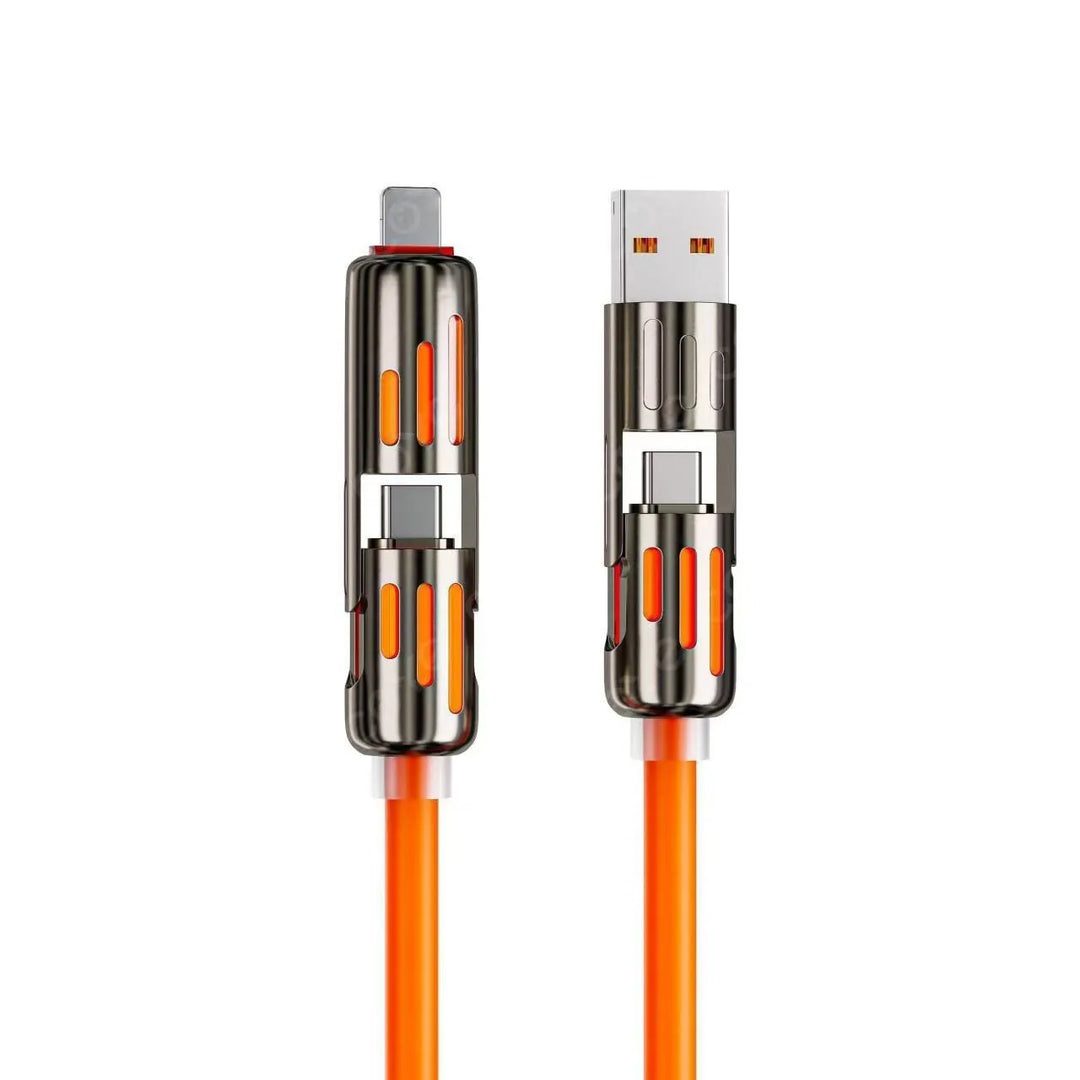 4-in-1 Charging Cable – 3 Lengths, 7 Colors, Tangle-Free