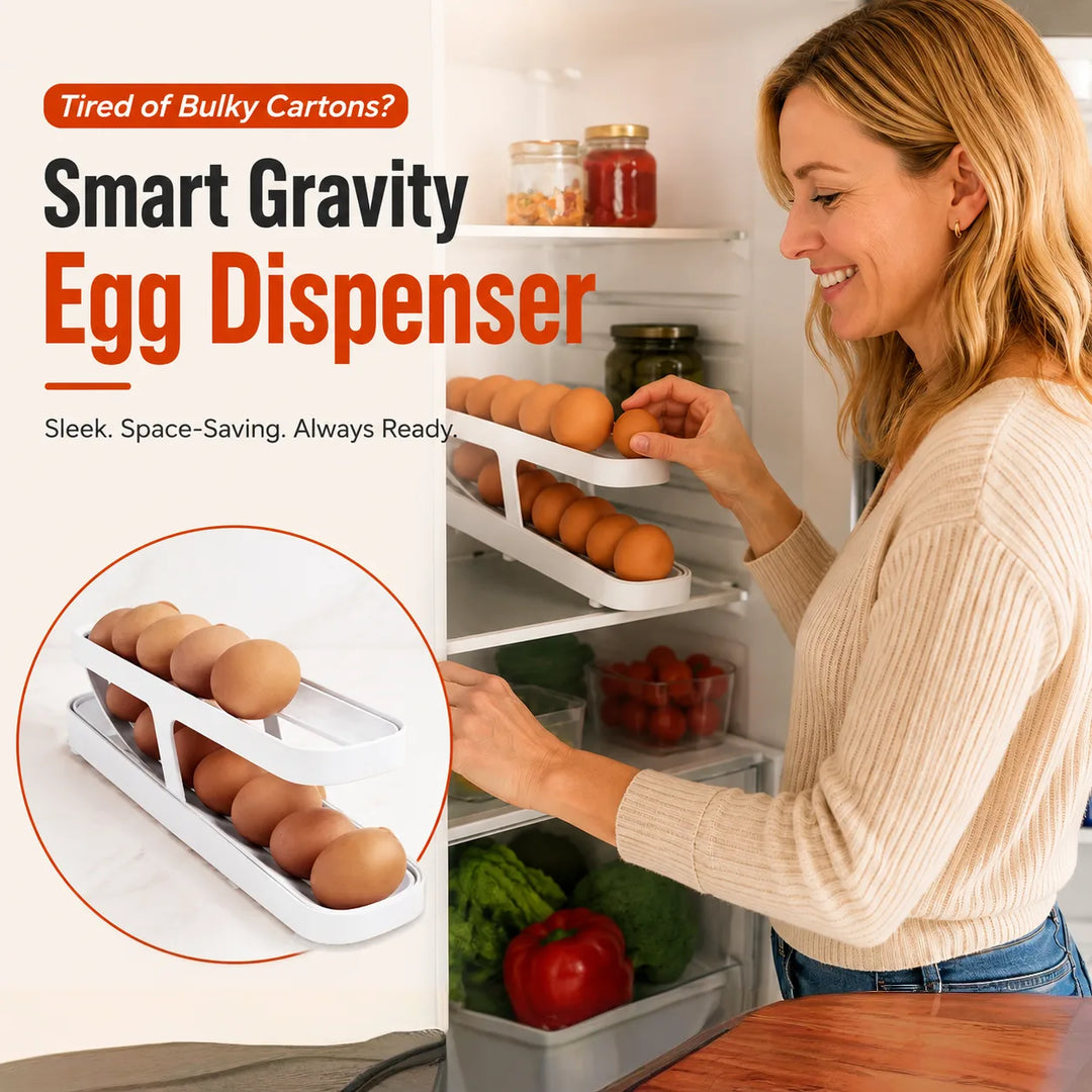 Automatic Egg Dispenser for Fridge – Space-Saving Rolling Egg Rack for Easy Access - DHACTIVE