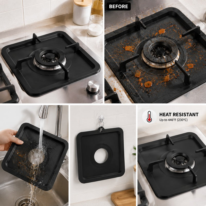 Reusable Silicone Gas Stove Protector Mat, Cut-to-Fit Burner Pad