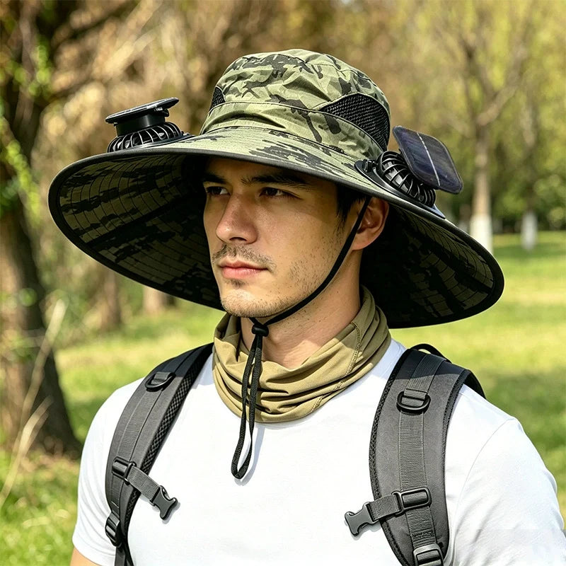 Solar Fan Wide-Brim Outdoor Hat