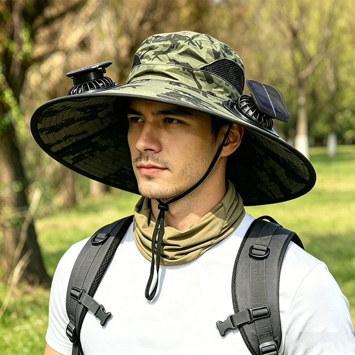 Solar Fan Wide-Brim Outdoor Hat