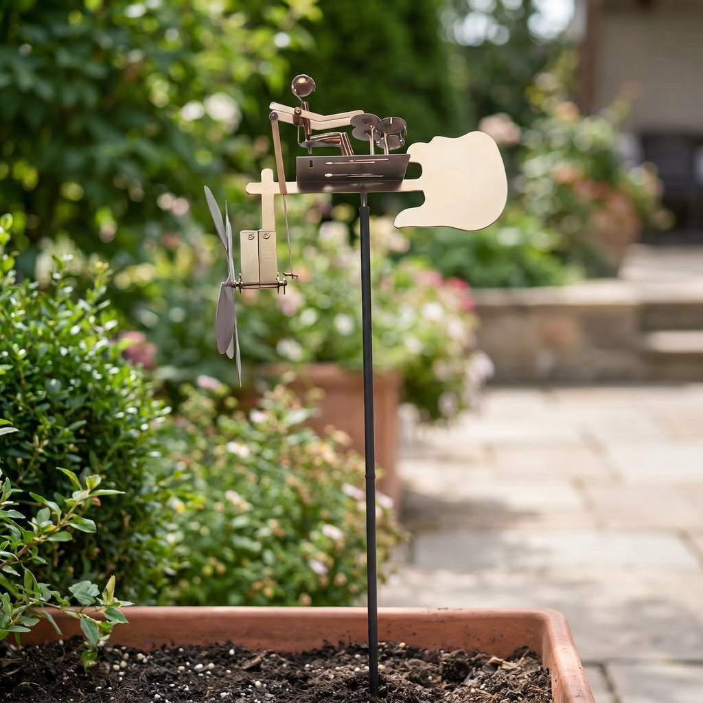 The Wind Drummer – Handcrafted Metal Whirligig for Garden &amp; Patio