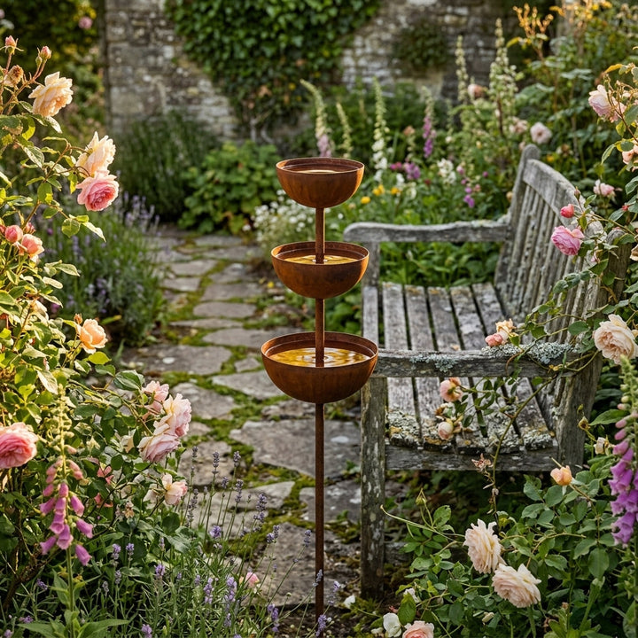 Handcrafted Rustic Copper Bird Bath Stake – Add Charm to Your Garden - DHACTIVE 4