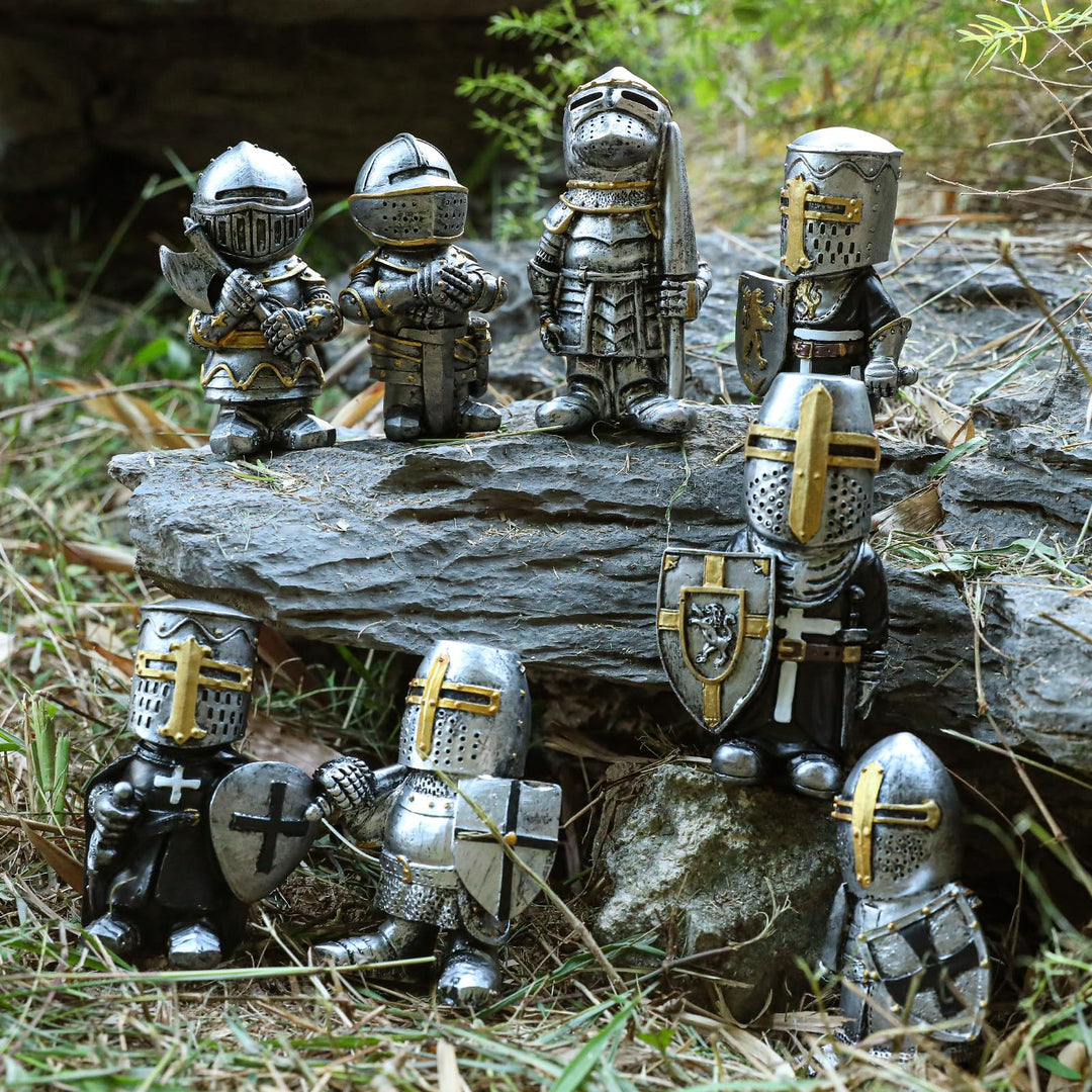 Medieval Knight Garden Gnome - Durable Crusader Statue for Yard &amp; Lawn Decor - DHACTIVE 3