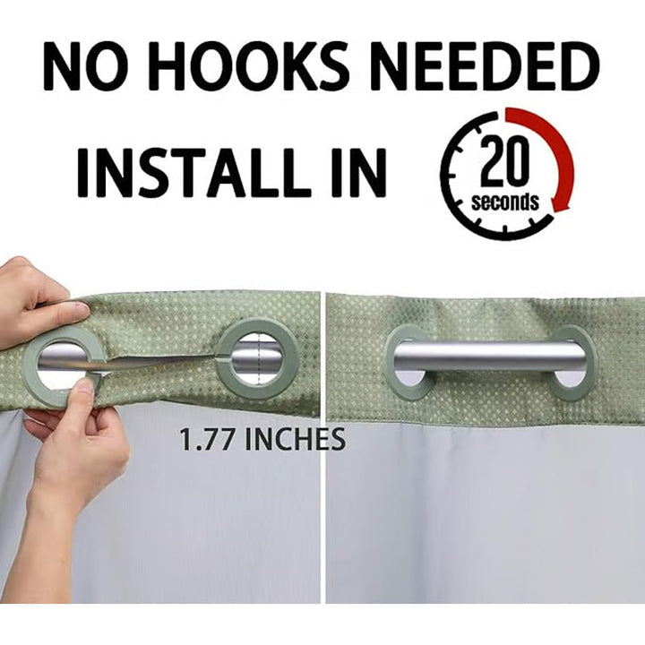No-Hook Waffle Shower Curtain with Snap-In Liner