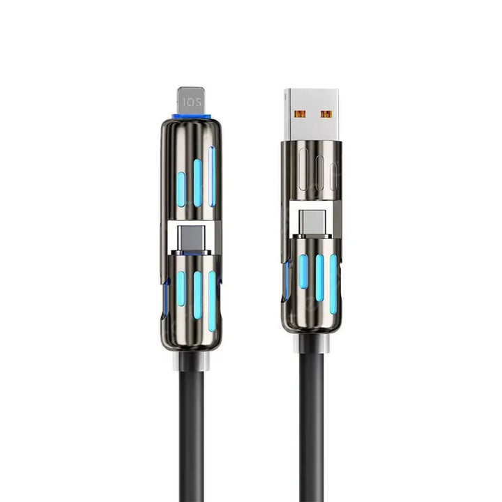 4-in-1 Charging Cable – 3 Lengths, 7 Colors, Tangle-Free