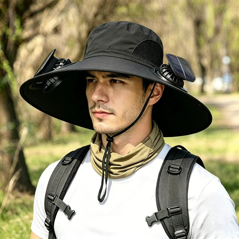 Solar Fan Wide-Brim Outdoor Hat