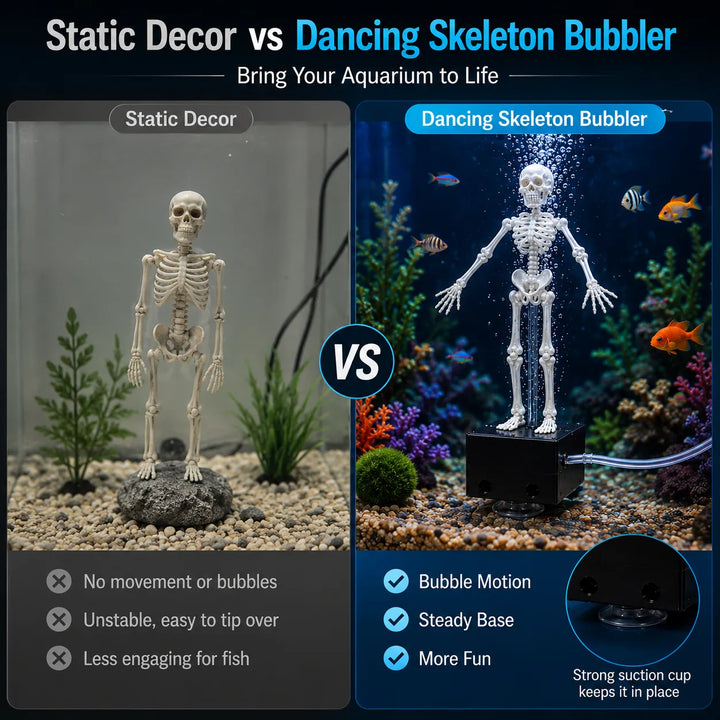 Skeleton Fish Tank Ornament with Bubbler – Playful Underwater Accent