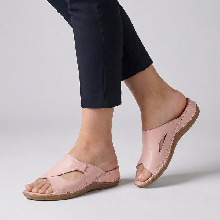 Leather Crossover Slide Sandals - DHACTIVE 6