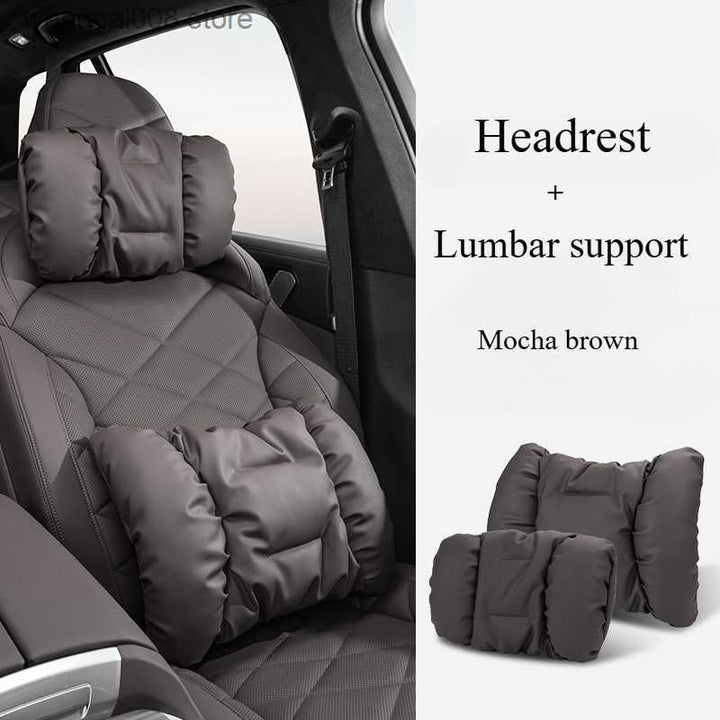 Suede-Touch Car Headrest &amp; Lumbar Support Set - DHACTIVE 15