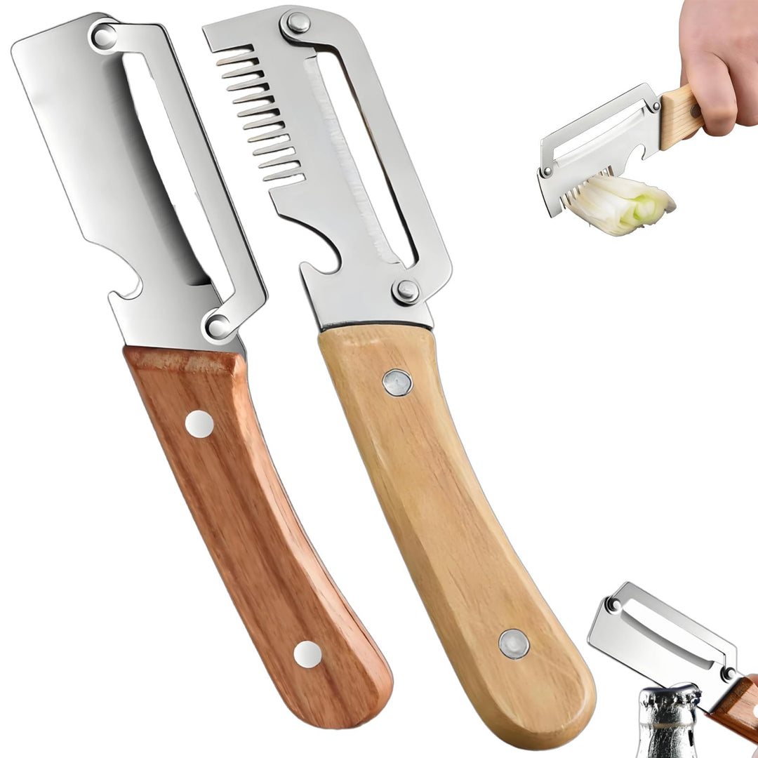 2-in-1 Stainless Steel VegetablePeeler with Wooden Handle &amp;Bottle Opener - DHACTIVE 7