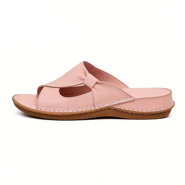 Orthopedic Leather Crossover Slide Sandals