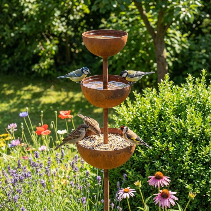 Handcrafted Rustic Copper Bird Bath Stake – Add Charm to Your Garden - DHACTIVE