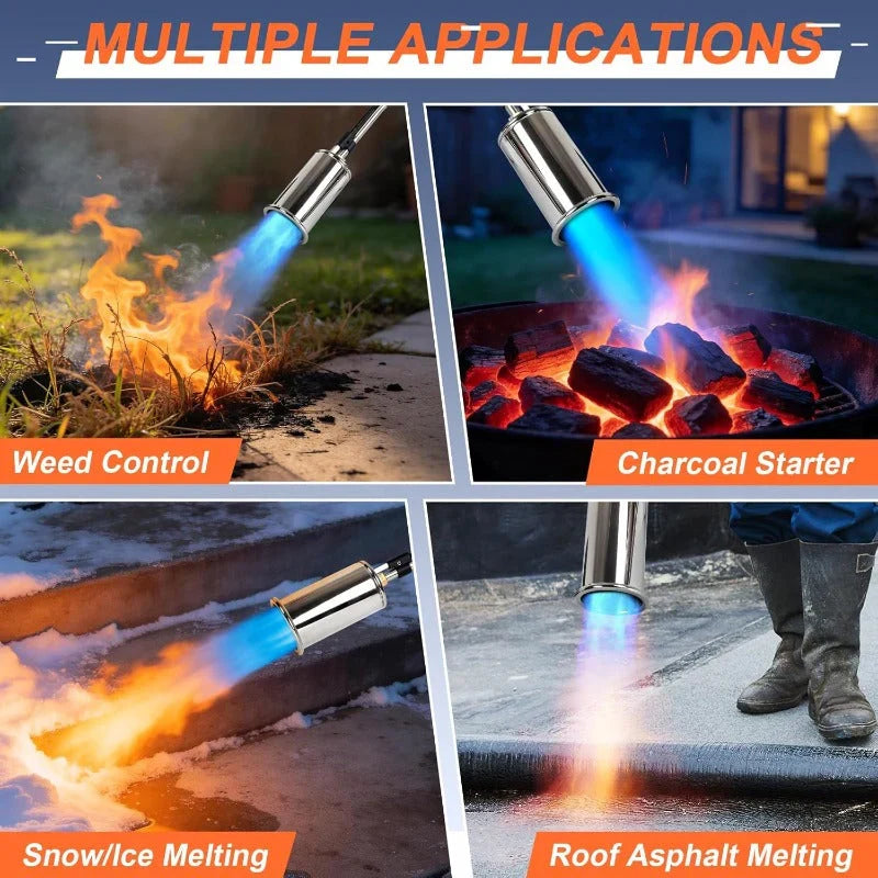 Long-Handle Propane Torch for Weeds, Snow &amp; Ice – Piezo Ignition, 30-inch