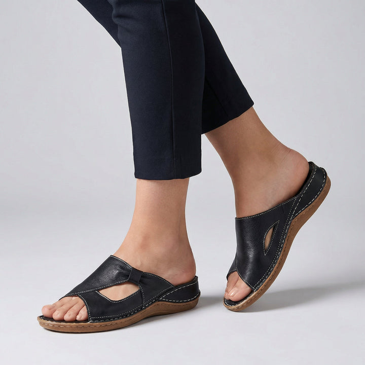 Leather Crossover Slide Sandals - DHACTIVE 7
