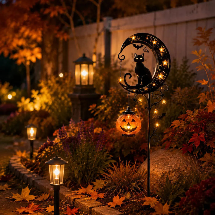 Solar Black Cat Halloween Garden Stake Light | IP65 Waterproof Outdoor Decor
