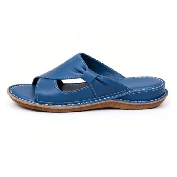 Leather Crossover Slide Sandals - DHACTIVE 13