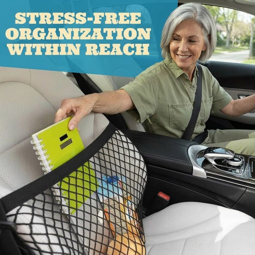 Car Seat Net Organizer – Keep Purses Secure &amp; Accessible While Driving