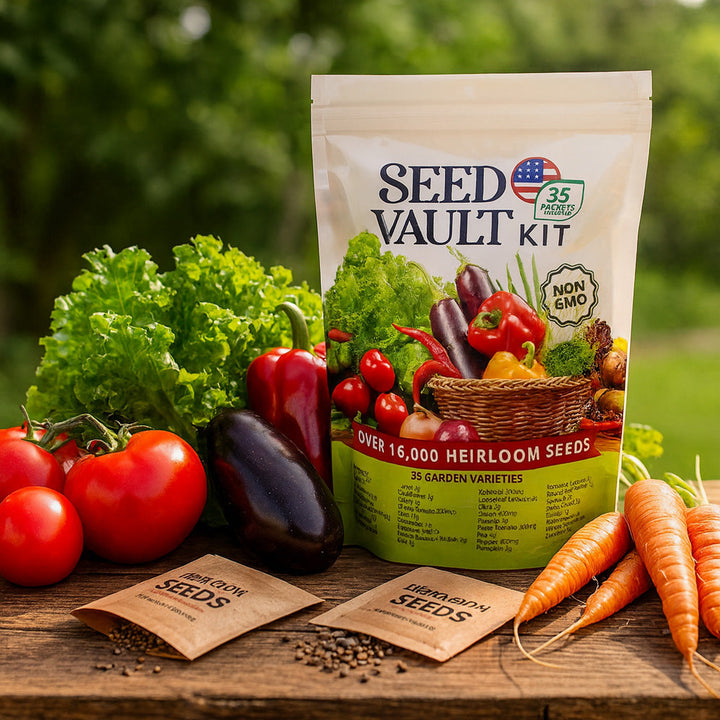 Vegetable Seed Vault Kit – 35 Heirloom Non-GMO Vegetable Seeds for Gardening &amp; Survival Food Storage