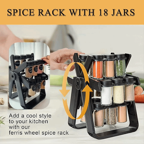 360° Ferris Wheel Spice Tower with 18 Shatterproof Jars - DHACTIVE