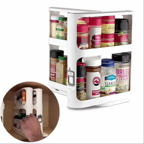 2-Tier Pull-Out Cabinet Organizer – Easy-Access Sliding Spice & Medicine Rack - DHACTIVE