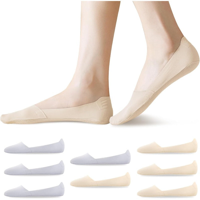 8-Pairs No-Show Socks – Breathable Cotton Liner with Non-Slip Heel