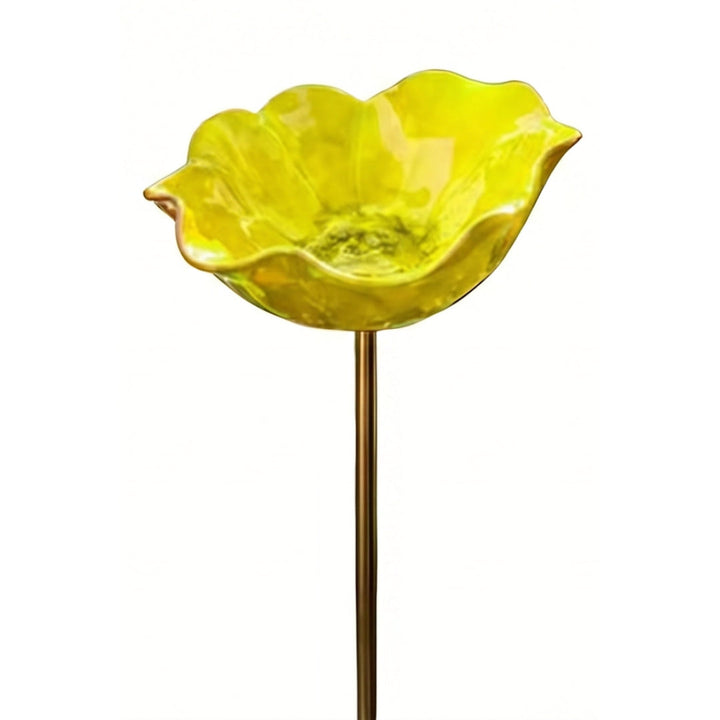 PetalHaven Hand-Formed Poppy Bird Bath – Elegant Garden Stake Decor - DHACTIVE 11