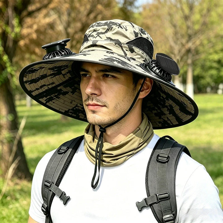 Solar Fan Wide-Brim Outdoor Hat