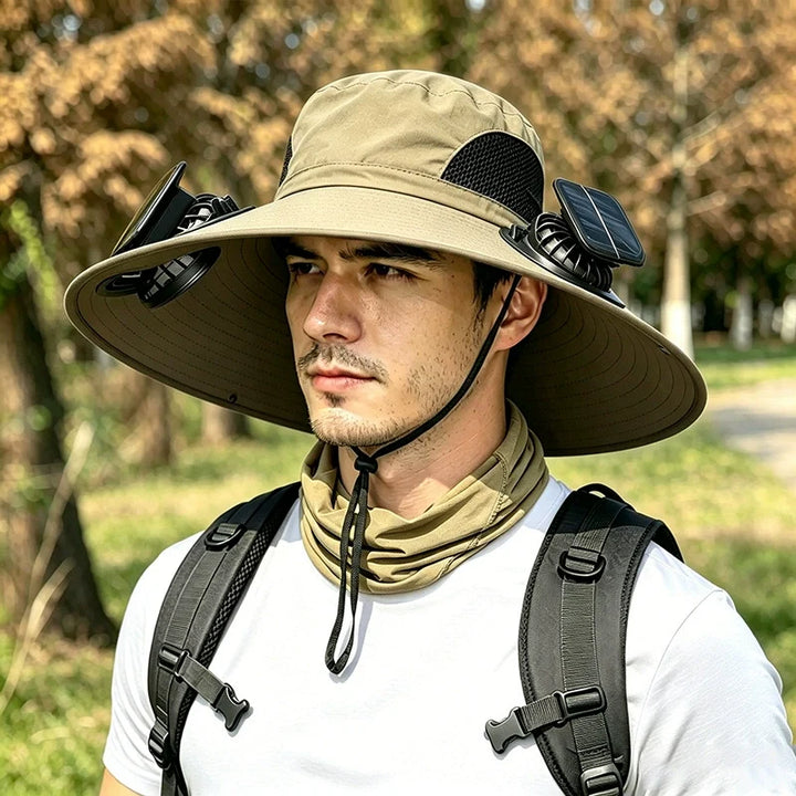 Solar Fan Wide-Brim Outdoor Hat
