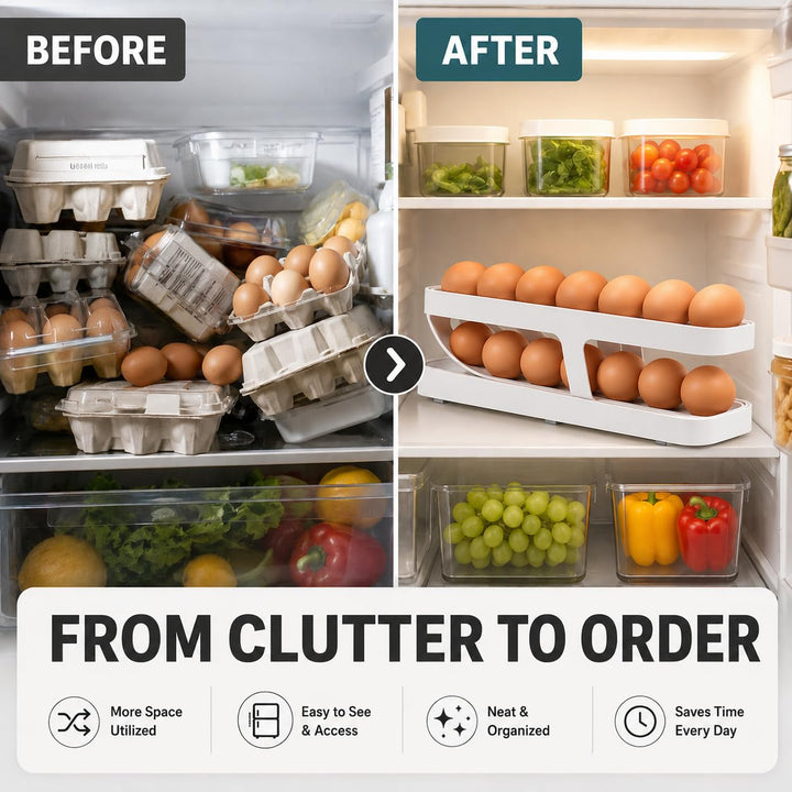Automatic Egg Dispenser for Fridge – Space-Saving Rolling Egg Rack for Easy Access - DHACTIVE 5