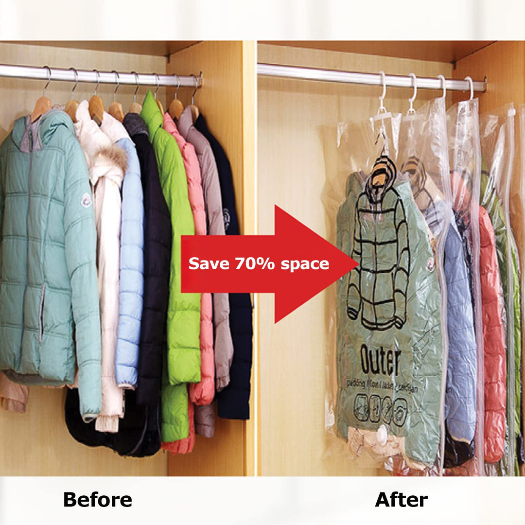 Hanging Vacuum Storage Bags: Heavy-Duty Space-Saver System for Coats &amp; Jackets - DHACTIVE 2