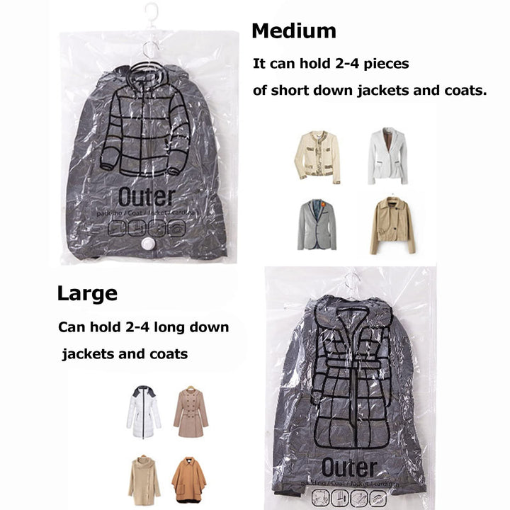 Hanging Vacuum Storage Bags: Heavy-Duty Space-Saver System for Coats &amp; Jackets - DHACTIVE 6