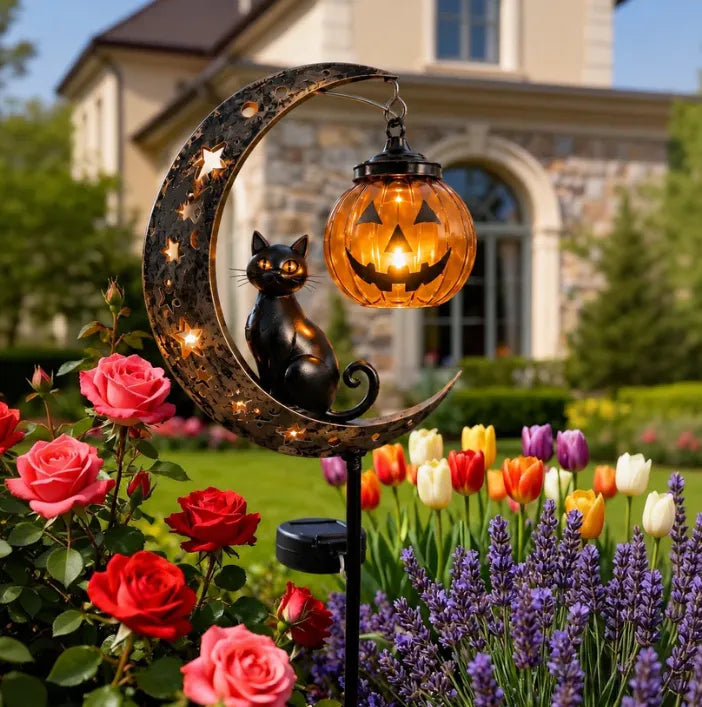 Solar Black Cat Halloween Garden Stake Light | IP65 Waterproof Outdoor Decor