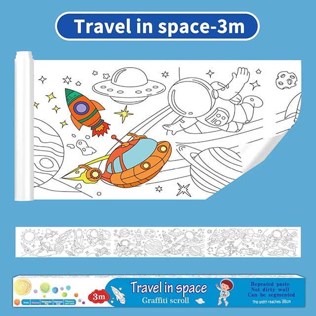 3-Metre Kids Coloring Paper Roll with 12-Color Oil Pastels