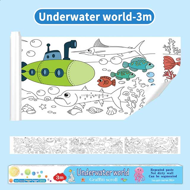 3-Metre Kids Coloring Paper Roll with 12-Color Oil Pastels