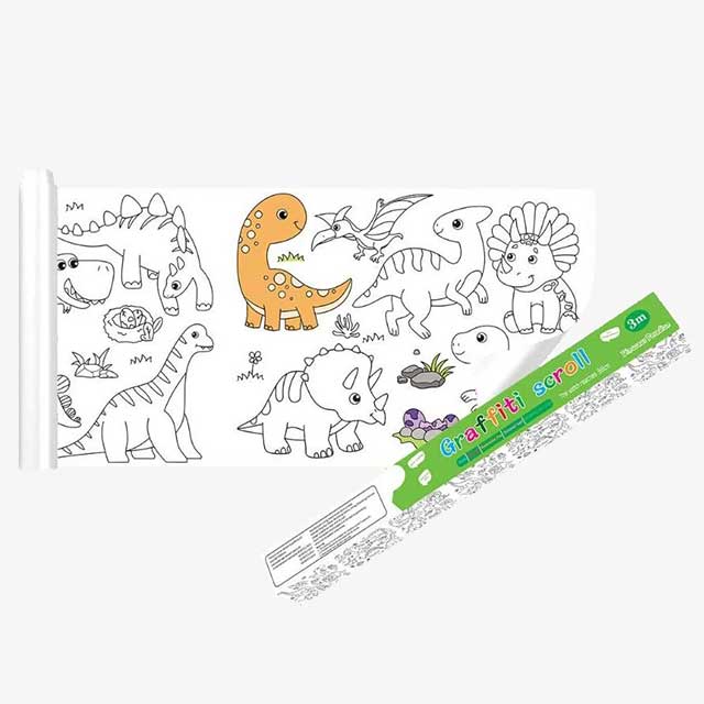 3-Metre Kids Coloring Paper Roll with 12-Color Oil Pastels