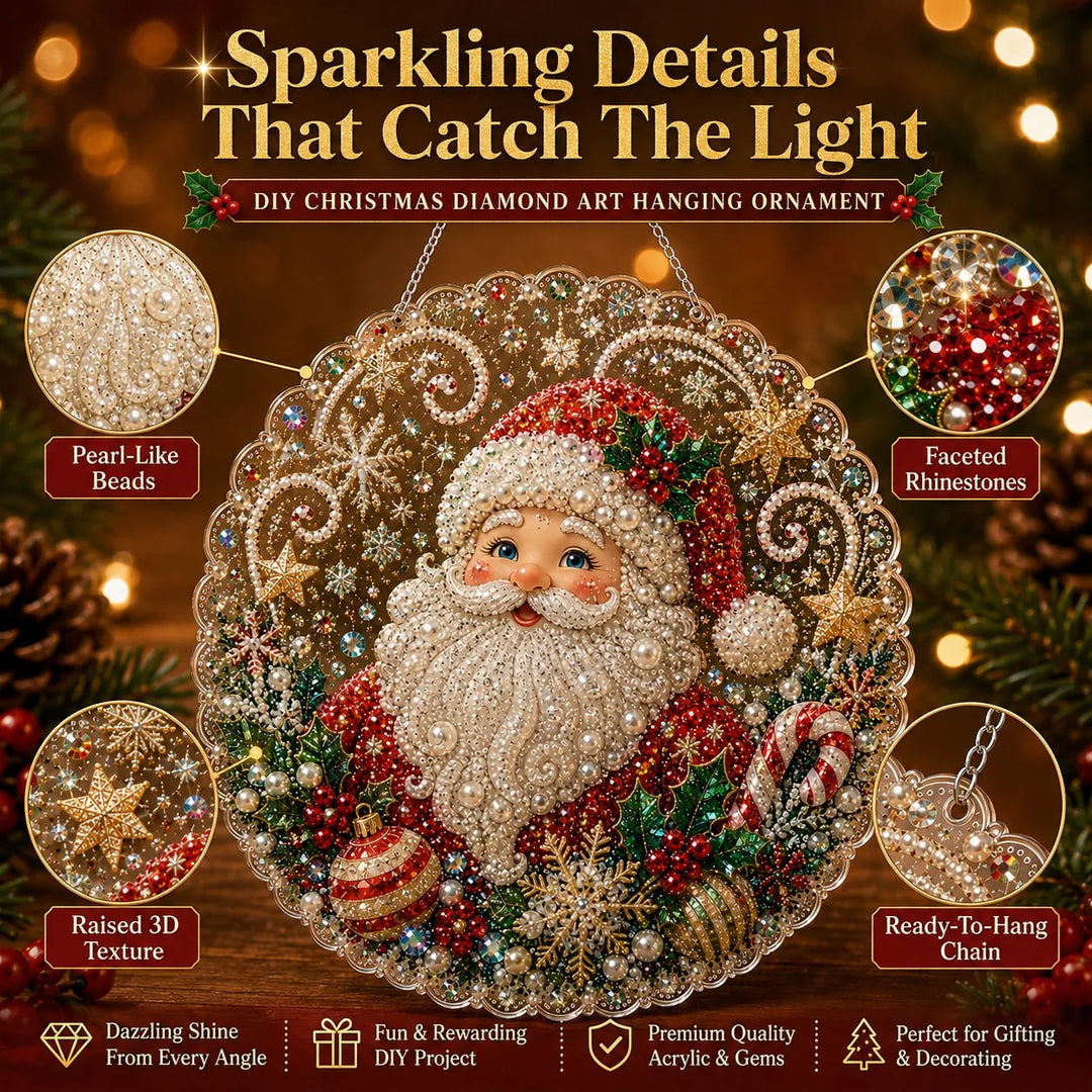 Christmas Pearl Diamond Art Suncatcher Kit – DIY Sparkling Ornament