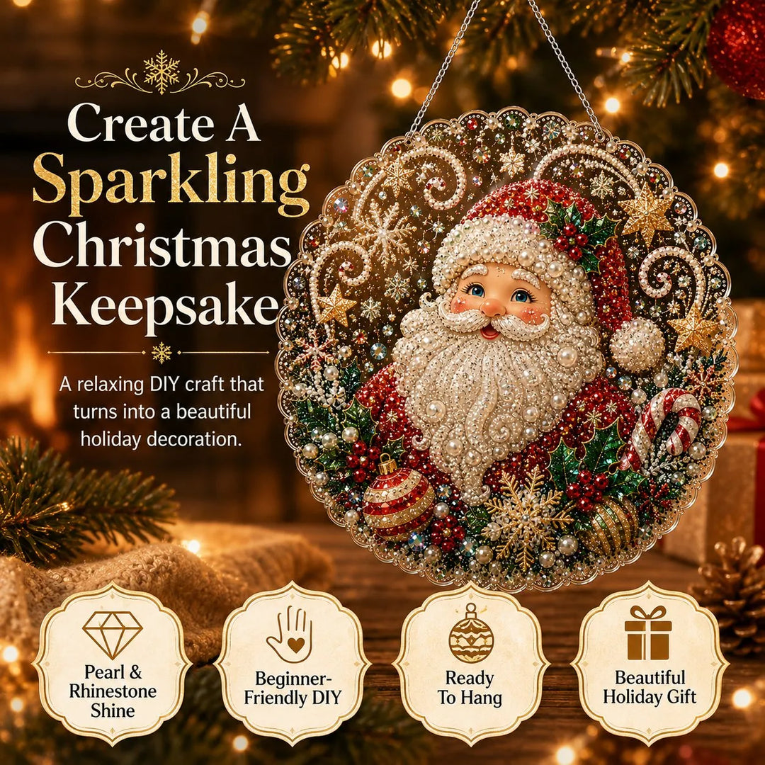 Christmas Pearl Diamond Art Suncatcher Kit – DIY Sparkling Ornament