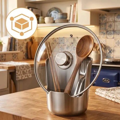 304 Stainless Steel Pot Lid &amp; Ladle Holder – Countertop Drip Catcher