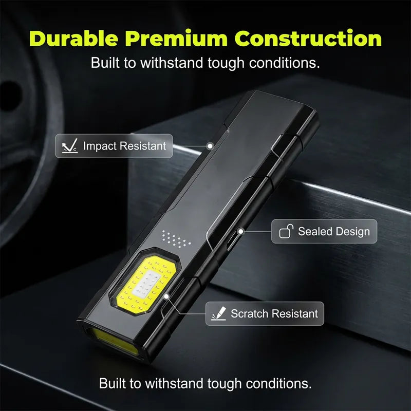 Magnetic Hands-Free Work Light - Dual Mode LED &amp; COB, Ultra-Light Clip