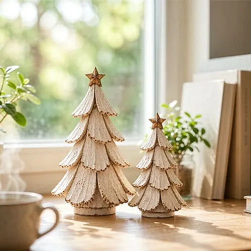 Vintage Lighted Christmas Tree Figurine – Warm Glow, Zero Setup