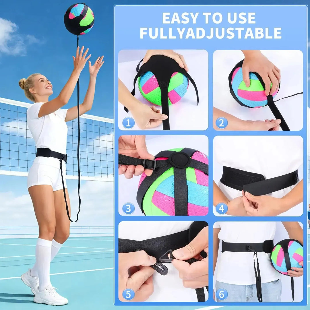 Solo Volleyball Trainer with Elastic Cord – Practice Bumps, Sets &amp; Serves Alone